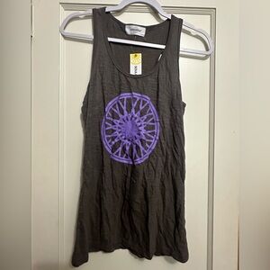 SoulCycle gray tank with purple wheel!